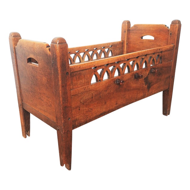 Antique Wooden Childrens Bed, 1850s For Sale