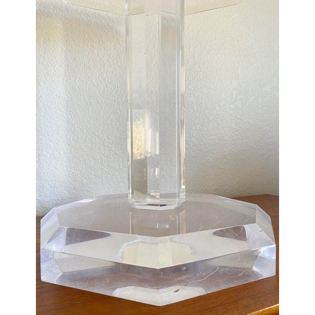 Pierre Cardin 1970s Minimalist Octagonal Thick Lucite Table For Sale - Image 4 of 12