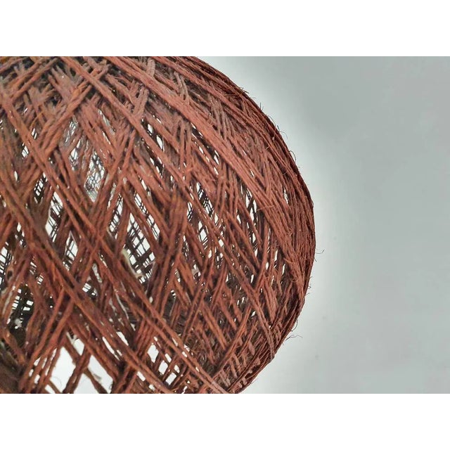 1960s Vintage Pendant Light in Brown Rope, the Netherlands, 1960s For Sale - Image 5 of 7