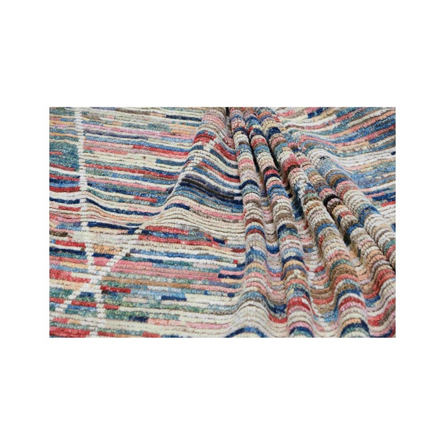 Modern Multicolor Handknotted Wool Rug For Sale - Image 4 of 9