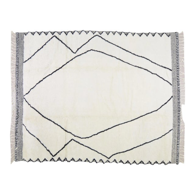 Contemporary Moroccan Beni Ourain Hand Knotted Wool Rug, 9x12 For Sale
