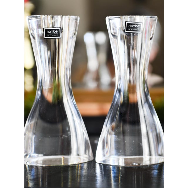 Pair of 1980s Slovenian Contemporary Crystal Table Taper Candle Holders For Sale In Washington DC - Image 6 of 8