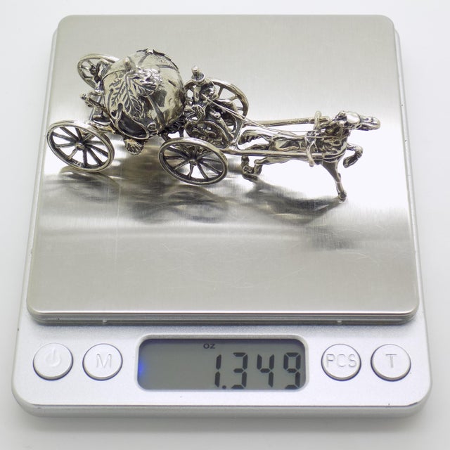Vintage Italian Handmade Silver Cinderella Pumpkin Carriage with Horse Figurine, 1980s For Sale - Image 11 of 13