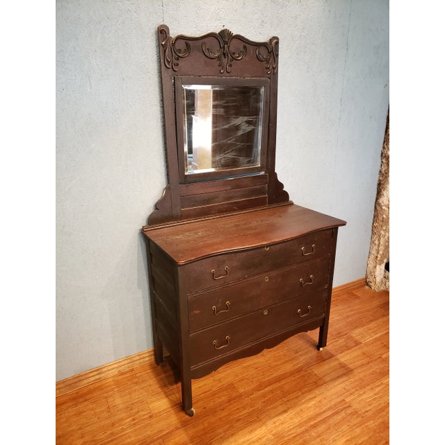 Early 20th Century Antique Mohogany Chest of Drawers With Mirror For Sale - Image 4 of 13