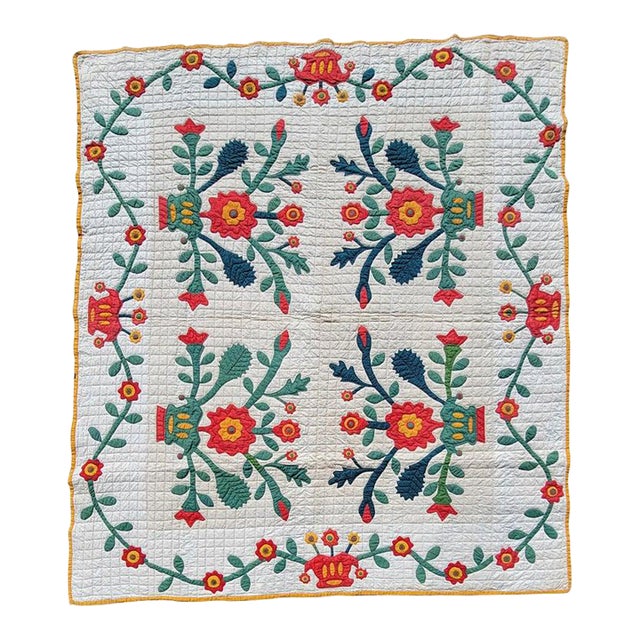 19th C Applique Quilt From Pennsylvania For Sale