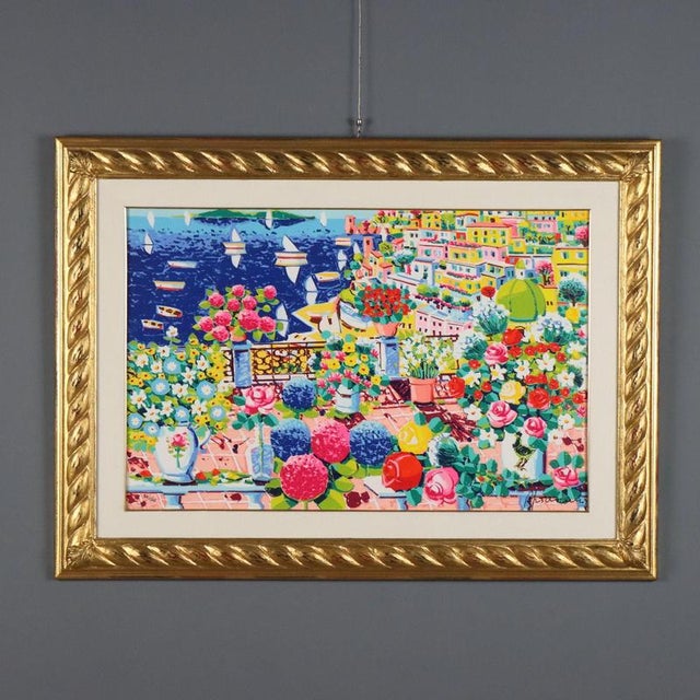 Athos Faccincani, Spring on the Amalfi Coast, Silkscreen on Canvas, Framed For Sale - Image 12 of 12
