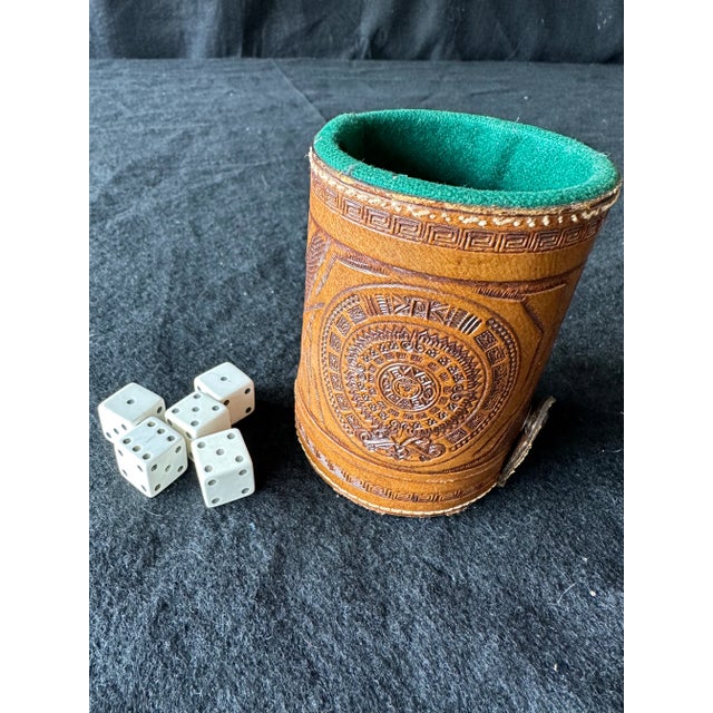 Mexican 1960s Custom Leather Dice Cup For Sale - Image 3 of 7