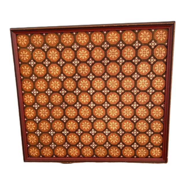 Vintage Framed Medallion Needlepoint For Sale