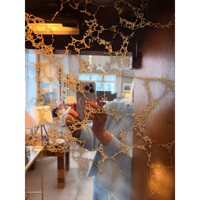 Mid-Century Modern Mid-Century Carved Wood Bar Cabinet With Smoky Glass Interior For Sale - Image 3 of 12