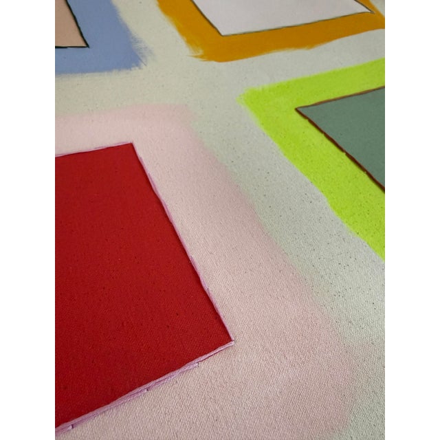 Original Painting | Abstract Squares Painting Multicolor, 24 X 30 In. For Sale - Image 4 of 4