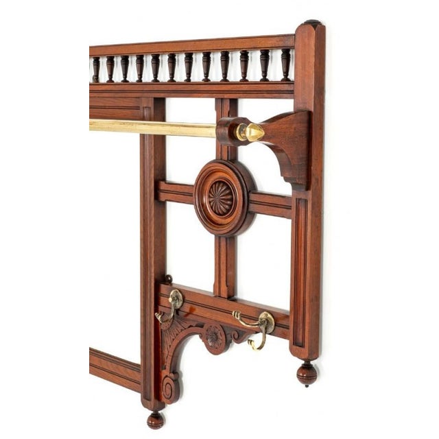 Victorian Hall Tree Coat Rack Mirror For Sale - Image 4 of 6