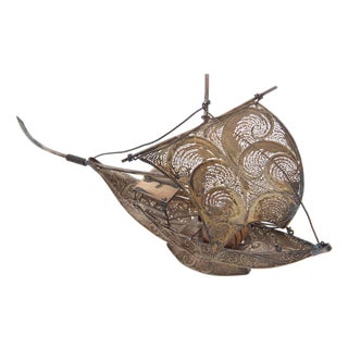 Rabelo Boat in Silver with Filigree Mesh For Sale