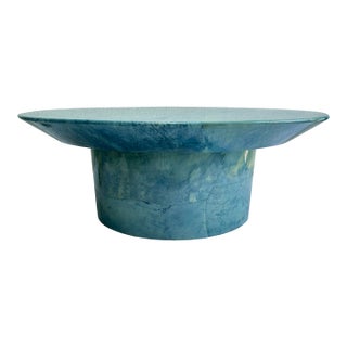 Post Modern Blue Goatskin Coffee Table Vintage For Sale