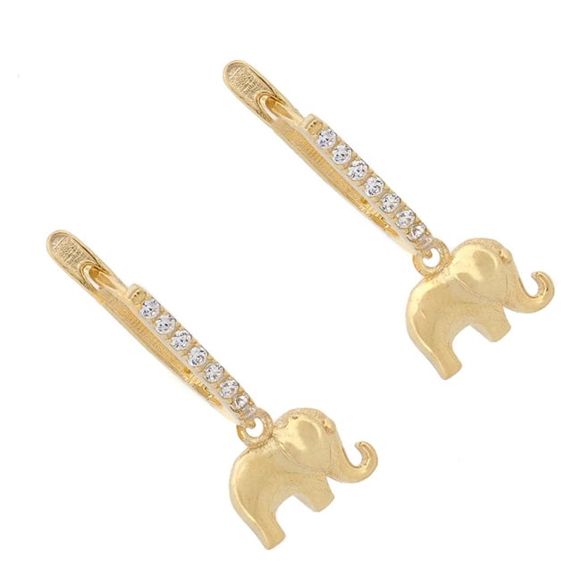 Early 21st Century Dainty Gold Lucky Elephant Earrings, A Pair For Sale - Image 5 of 7