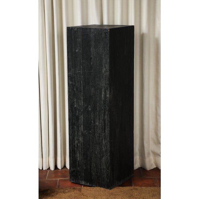 Contemporary Vintage 20th Century Blackened Oak Pedestal For Sale - Image 3 of 14
