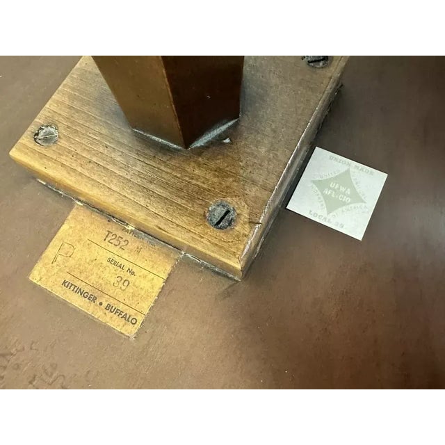 1970s Vintage Kittinger Furniture Round Wood Pedestal Table Pattern T252 For Sale - Image 11 of 11