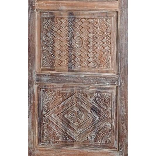 A striking antique carved wood door designed for versatile use as either a hinged entry door or sliding barn door. Hand-...