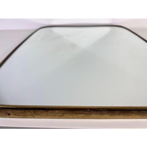 Metal Italian Brass Framed Wall Mirror attributed to Gio Ponti, Italy, 1960s For Sale - Image 7 of 12