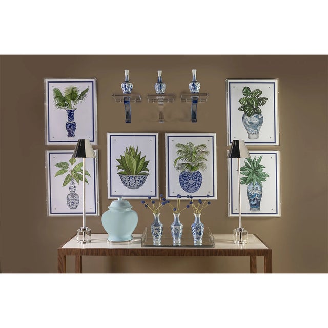 Traditional Garden of Blue Chinoiserie Hex Vases, Set of 3 For Sale - Image 3 of 5