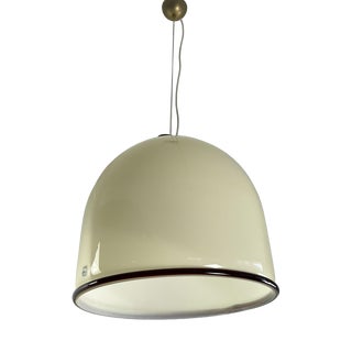 Mid-Century Murano Glass and Brass Bell Pendant Light from De Majo, 1960s For Sale