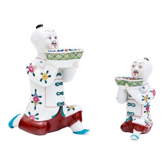 Herend Hand-Painted Mandarin Figures With Bowls For Sale