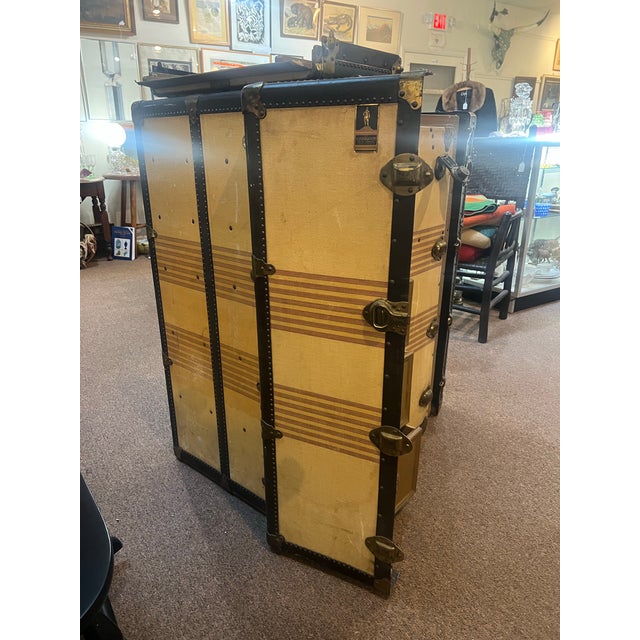 Art Deco Oshkosh Large Wardrobe Steamer Trunk 1920’s For Sale - Image 3 of 5