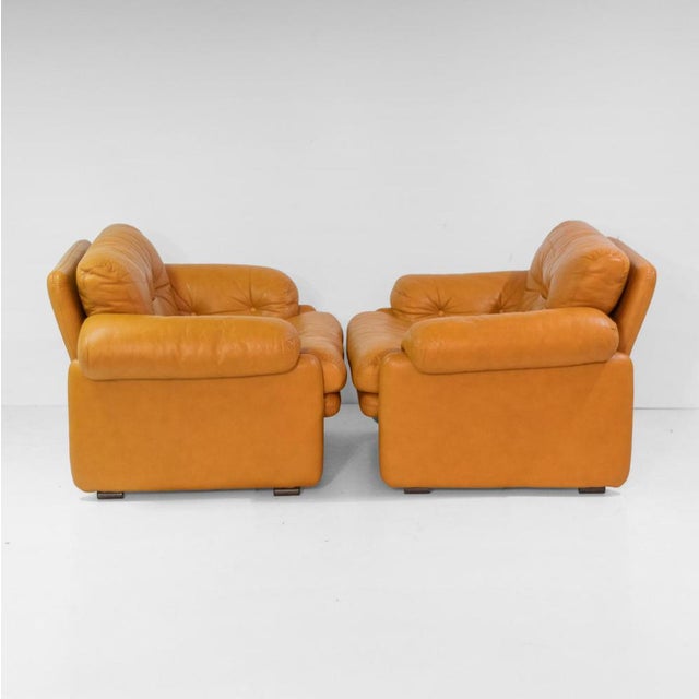 1970s Vintage Coronado Brown Leather Chairs by Tobia Scarpa for C&B Italia, 1972, Set of 2 For Sale - Image 5 of 18