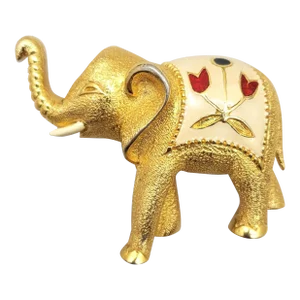 Vintage 1960s Signed Jomaz Goldtone Enamel Elephant Brooch