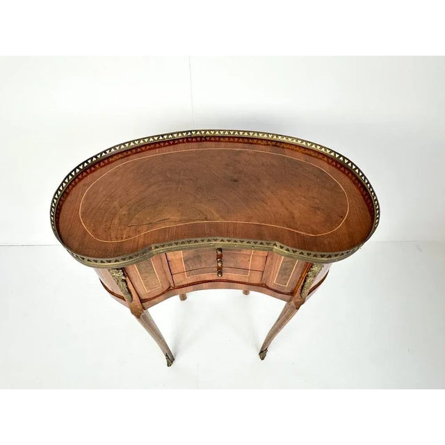 Vintage Kidney-Shaped Side Table with Brass Details For Sale - Image 9 of 14