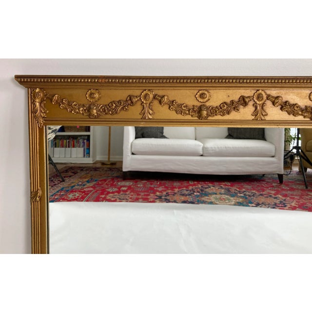 Vintage Art Nouveau Style Carved Gilt Wood Wall Mirror For Sale - Image 4 of 9