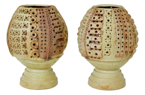 Mid-Century Brutalist Ceramic Lamps by Bernard Rooke, 1930s, Set of 2