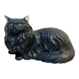 Black Ceramic Cat Statue For Sale