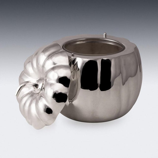 Vintage Italian Silver Plated Pumpkin Ice Bucket by Teghini. 1970 For Sale - Image 7 of 14