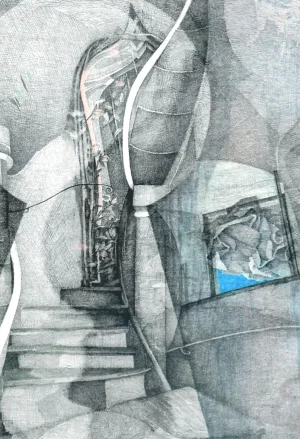 Vintage Venetian Keyhole Modernist Etching by Katherine Chang Liu