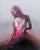 Rupture by Josh Sorrell | Oil on Panel Abstract figure with a pink dress sitting down. For Sale