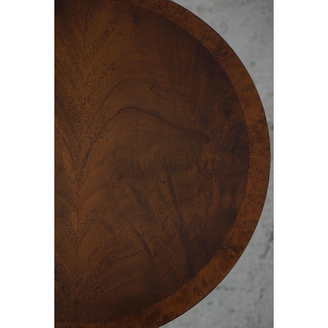 Round Burl Walnut & Mahogany 1 Drawer Pedestal Table For Sale - Image 15 of 17