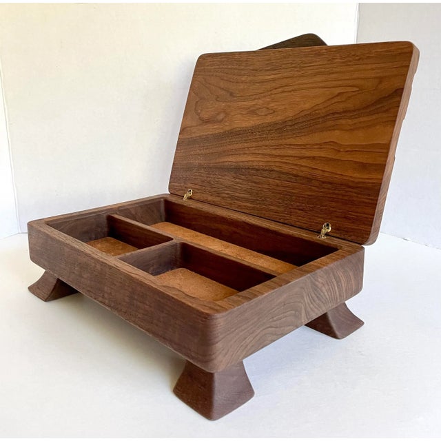 Mid 20th Century Hand-Made Signed Art Deco Wood Jewelry Accessory Box For Sale - Image 10 of 13