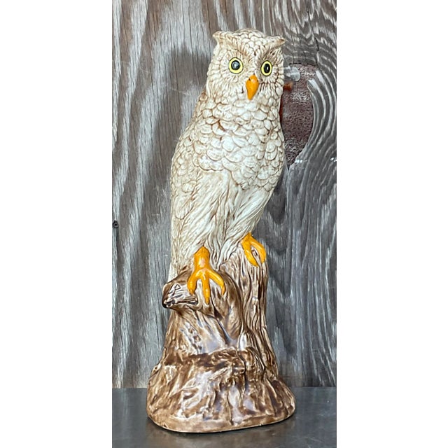 Vintage Boho Hand Painted Ceramic Owl For Sale - Image 4 of 7