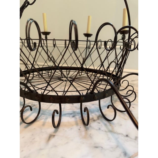 Fabulous French Basket Style Wirework Chandelier-Eight Lights For Sale - Image 10 of 10
