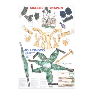 1985 Red Grooms 'Charlie Chaplin' Pop Art Green,Yellow Lithograph