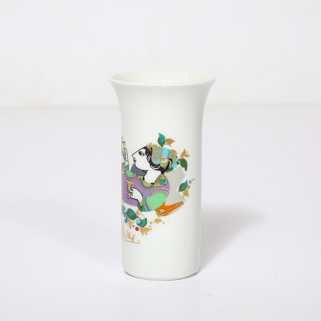 Ceramic Mid-Century Porcelain Vase W/ 24kt Gold Overlay by Bjorn Wiinblad for Rosenthal For Sale - Image 7 of 8