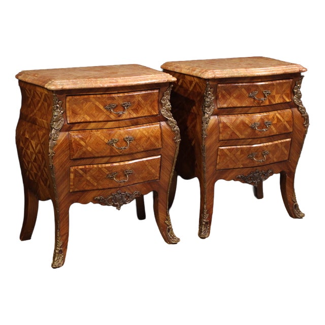 Louis XV Style Bedside Tables, France, 1970, Set of 2 For Sale