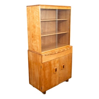 Mid Century Modern Credenza Display China Cabinet Heywood Wakefield Champagne For Sale