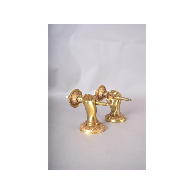 Brass Hand Wall Sconces by Andre Arbus, 1960s, Set of 2 For Sale - Image 4 of 15