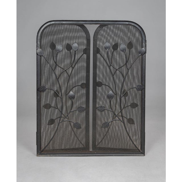 Vintage Wrought Iron Folding Fireplace Screen For Sale - Image 4 of 4