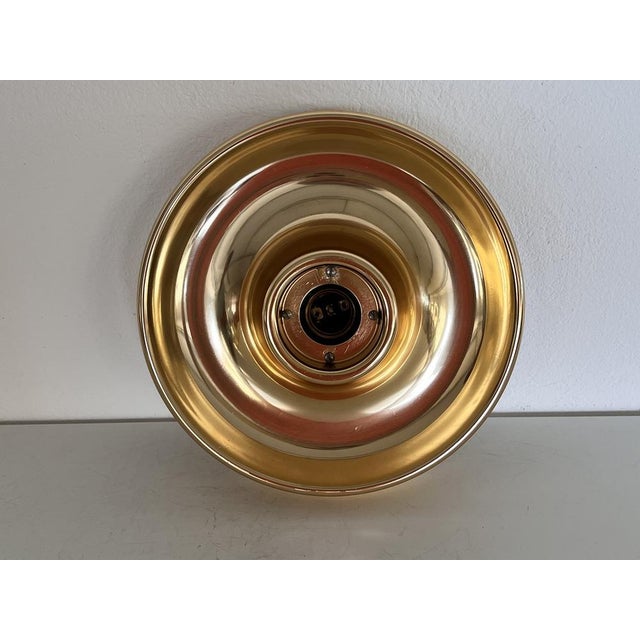 Italian Golden Flush Mount Lights, 1970s, Set of 2 For Sale - Image 4 of 16