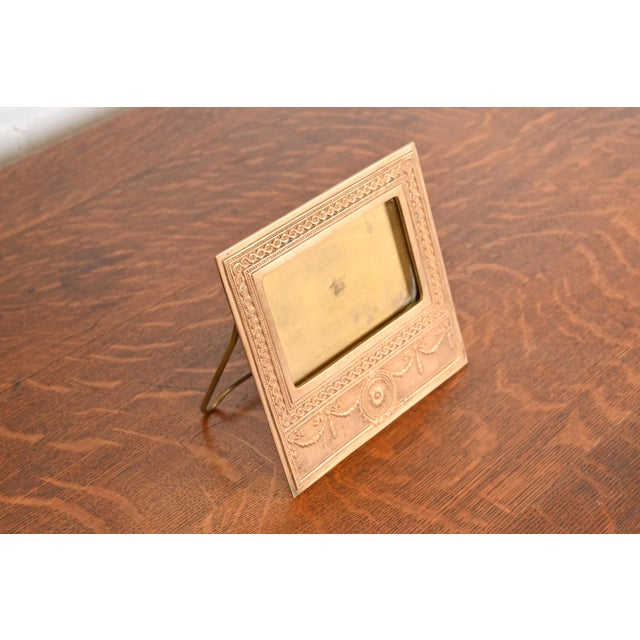 Tiffany Studios Tiffany Studios New York Adam Bronze Doré Desk Calendar Frame or Picture Frame For Sale - Image 4 of 12