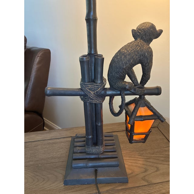 Mid 20th Century Maitland Smith Style Monkey Bamboo Table Lamp For Sale In Chicago - Image 6 of 14