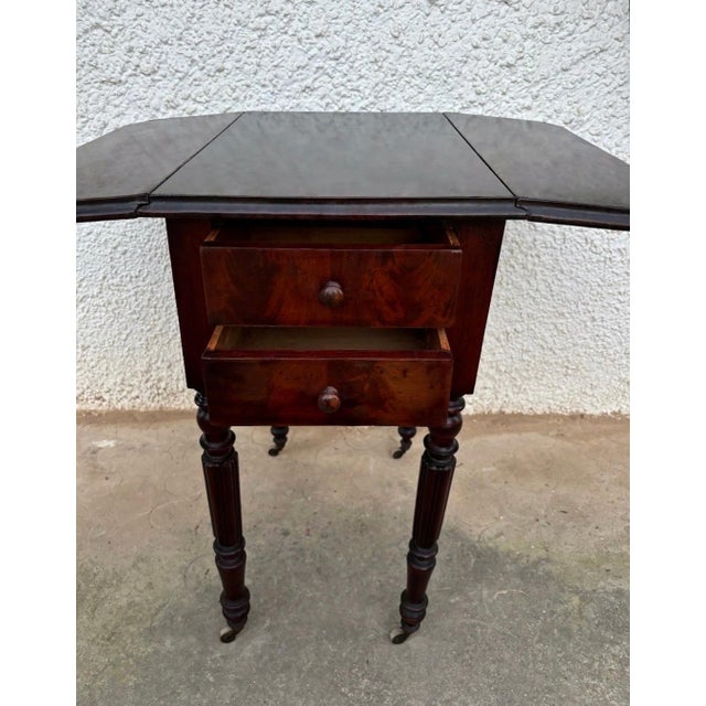 Victorian Wood Drop-Leaf Side Table with Turned Legs, 19th Century For Sale - Image 4 of 8