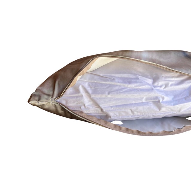 Modern Large Custom Watercolor Marble Design Rectangular Satin Decorative Pillow With Feather Filler For Sale - Image 3 of 4